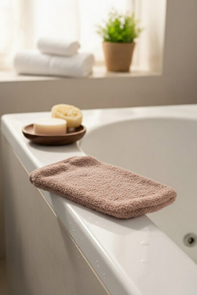 Salvia Dione 100% Bamboo Face and Body Bath Scrubber - for Sensitive Skin, Natural, Soft, Pink Shower Loofah Scrubber