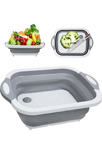 Generic ELTRAZONE Collapsible Cutting Board with Colander | Washing Basket fo...