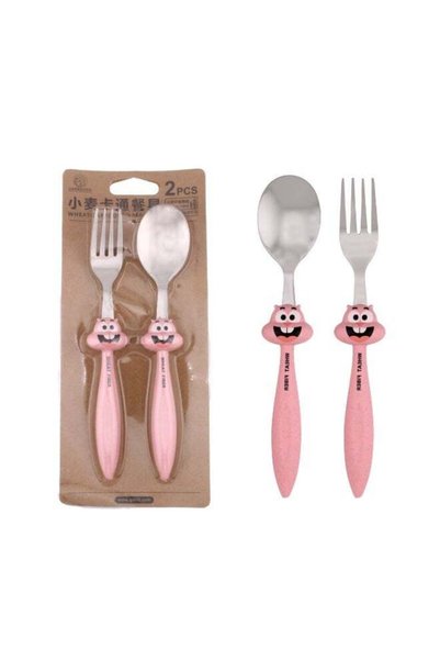 Generic Kids Cutlery Set with Pink Fork and Spoon, BPA Free Stainless Steel U...