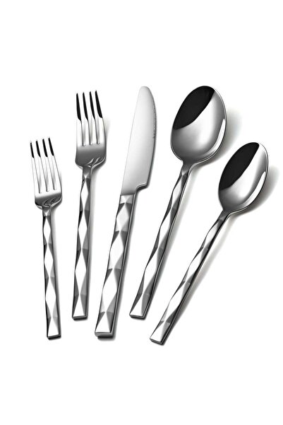 Generic Silverware Set, 5 Piece Stainless Steel Flatware Cutlery Set, Stainle...