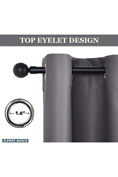 OEM Set of 2 PONY DANCE Curtains, with Rings, Polyester, Opaque, 140 x 245 cm, Gray