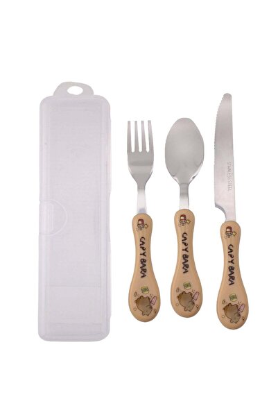Generic CRAVISTA Capy Bara Design Kids Cutlery Set with Case - 3-Piece Stainl...