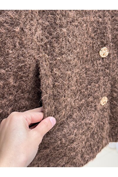 BENAHOLL Μπουφάν Eara με διπλή τσέπη με χρυσά κουμπιά Mango Cashmere-BN4541 Καφέ