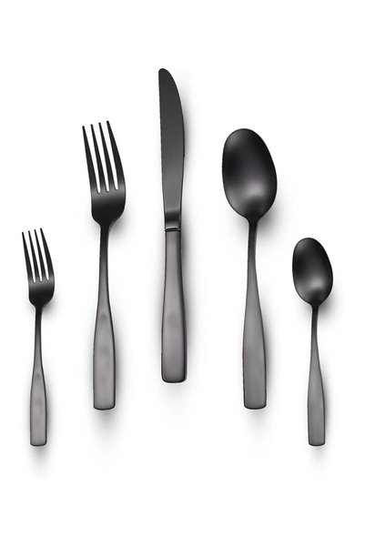 Generic BERAM Midnight Meal 5-Piece Black Cutlery Set – Matte Finish Stainles...