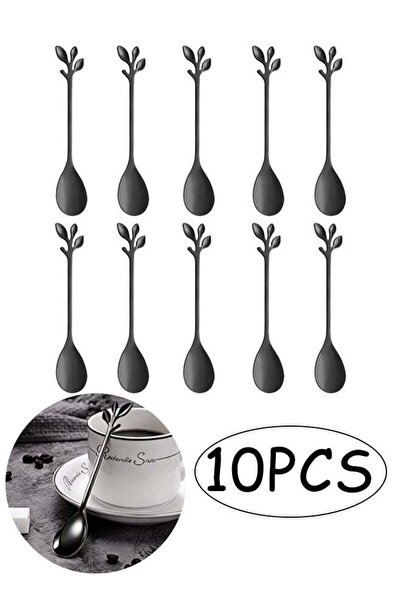 Generic Black Coffee Spoons Stainless Steel Ice Cream Spoons 4.7 inch Tea Dem...