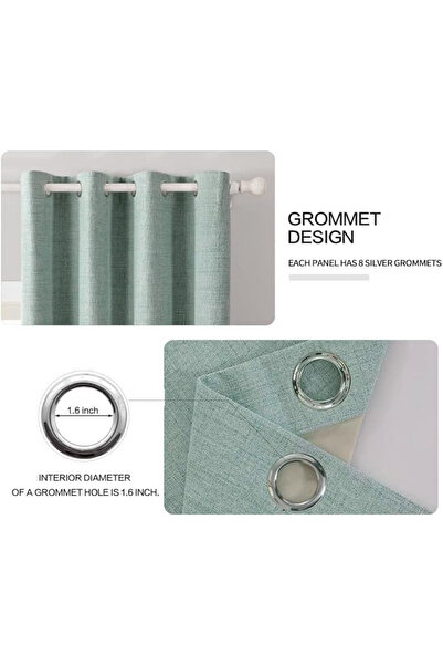 OEM Set of 2 MIULEE curtains, opaque, polyester, with rings, 140 x 140, mint green