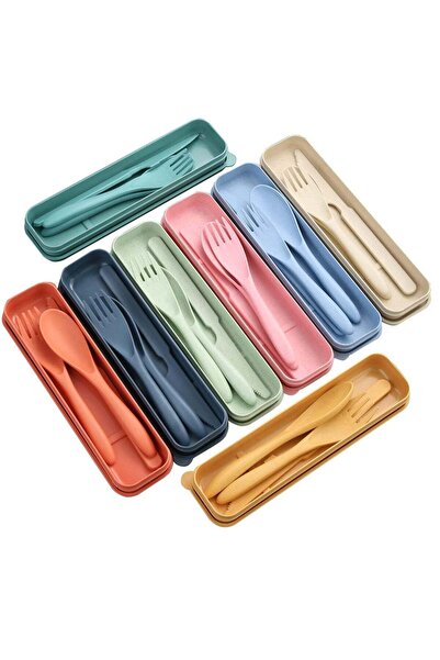 Generic Wheat Straw Cutlery, Reusable Portable Travel Utensil Set with Case, ...