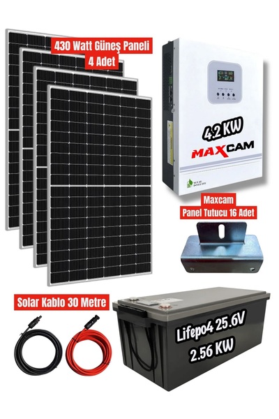 maxcam 7KW Bir Eve Yetecek Güneş Paneli Sistemi- Hazır Güneş Enerji Sistemi Paketi