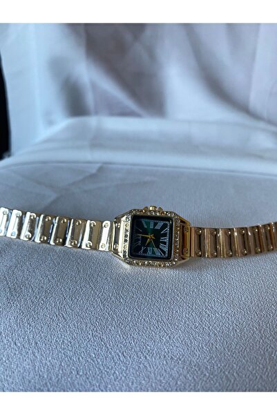 uyguntakıaksesuar ساعة يد نسائية بسوار من الفولاذ الذهبي وعلبة مستطيلة وأرقام...