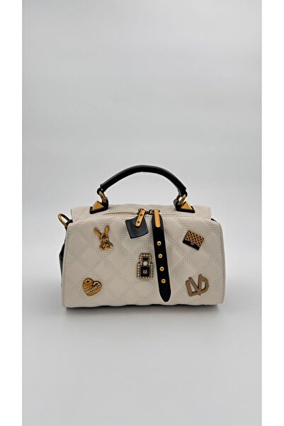 Levidor Krem Siyah Ayaralanabilir Askılı Kapitone El Çantası Orijinal Premium Çanta