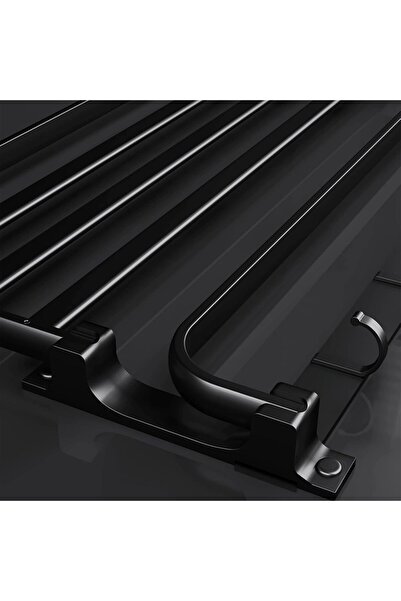 OEM Suport prosoape, aluminiu, autoadeziv, pliabil 90°, 58x23x18 cm, finisaj mat, negru