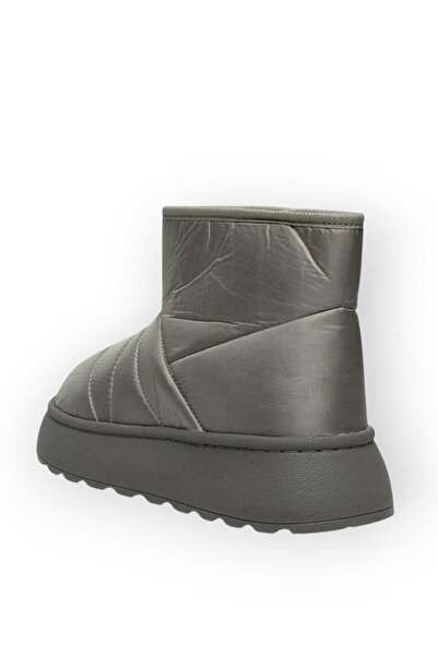 Liger Γυναικείες μπότες με επένδυση από γούνα, ύφασμα αλεξίπτωτου, Velcro και χοντρή σόλα ΓΚΡΙ