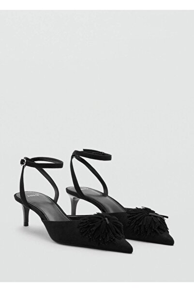 MANGO Woman Ponponlu kitten topuklu ayakkabı