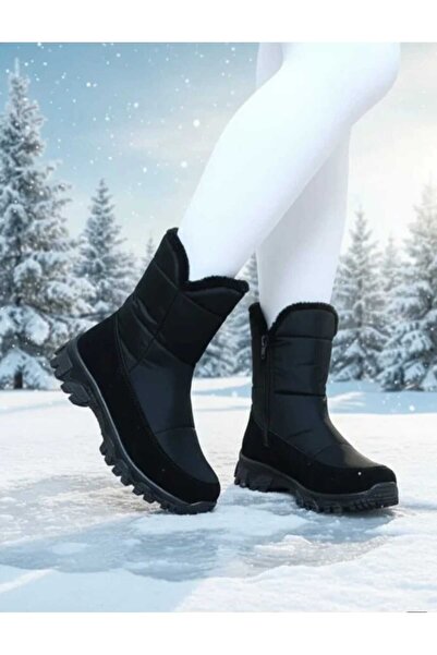 Ayakkabı Ülkesi Durable Non-Slip Sole Waterproof Orthopedic Flexible Zippered Women's Daily Snow Boots