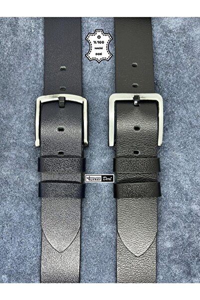 Türker DERİ Set of 2 100% Genuine Leather Men's Jeans Belt 4.5cm Buffalo Leather
