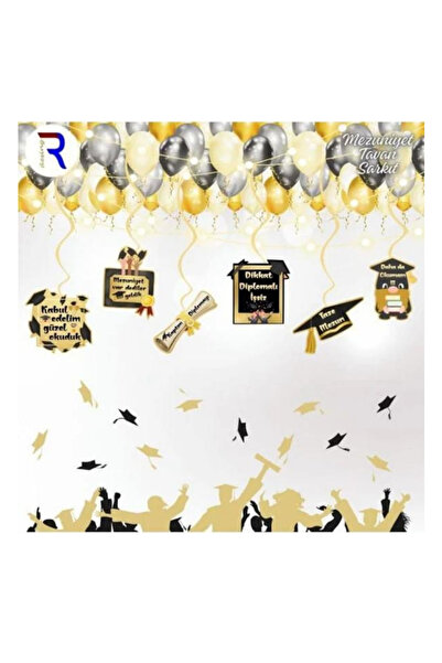 GenelTedarik Mezun Oldum Yazılı Tavan Süsleme Seti 6 lı Mezuniyet Partisi Süs...