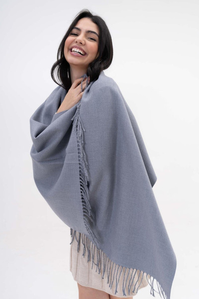 HERCHES Double-Sided Wool Winter Scarf - Gray