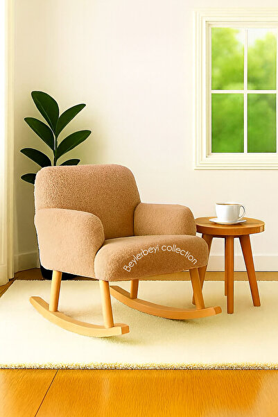 BEYLERBEYİ Sallanan koltuk,kahverengi peluş kumaş,sallanan berjer,dinleme koltuğu,anne emzirme koltuğu, berjer