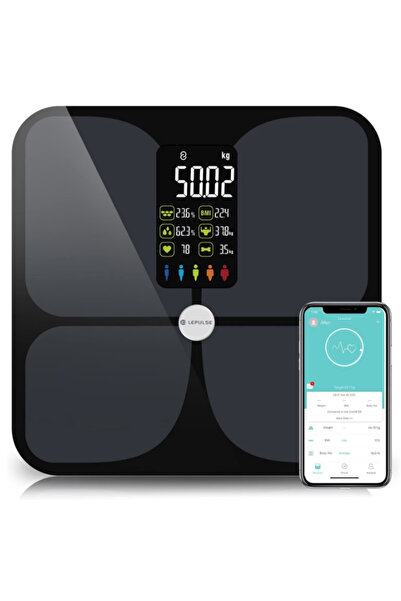 OEM LAPULSE F4 Smart Digital Body Composition Scale with 15 Measurements, BMI Indicator, Black