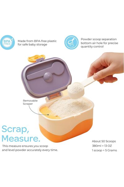 Moon Baby Milk Powder Storage Box - Portable Formula Dispenser, BPA-Free, Orange