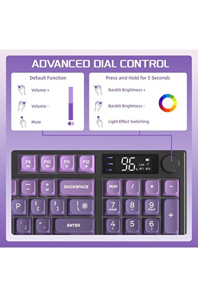 ATAsoft ELEKTRONİK Since 2021 M96 Ofis Klavye Bluetooth/2.4g Kablosuz Oyuncu Klavye Işıklı Usb Type-c Kablolu Şarjlı