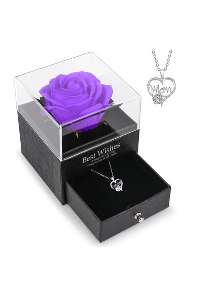 OEM SUOHINAO Eternal Rose Soap, Gift Box Set and Necklace, Purple