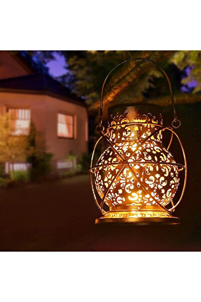 OEM Set of 2 JOYCREATOR solar lanterns, metal, IP65 waterproof, retro design, warm LED light
