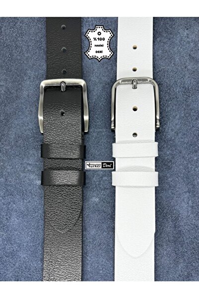 Türker DERİ Set of 2 100% Genuine Leather Men's Jeans Belt 4cm Buffalo Leather