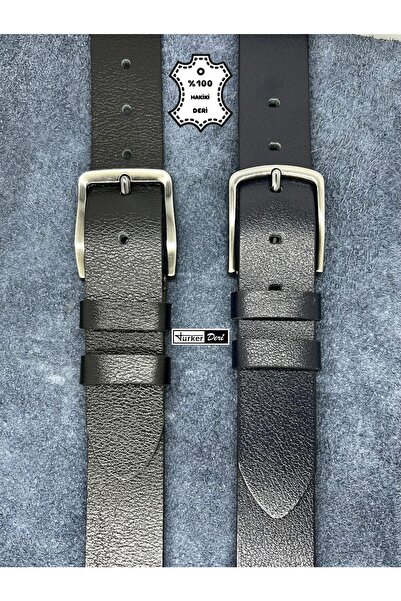 Türker DERİ Set of 2 100% Genuine Leather Men's Jeans Belt 4cm Buffalo Leather
