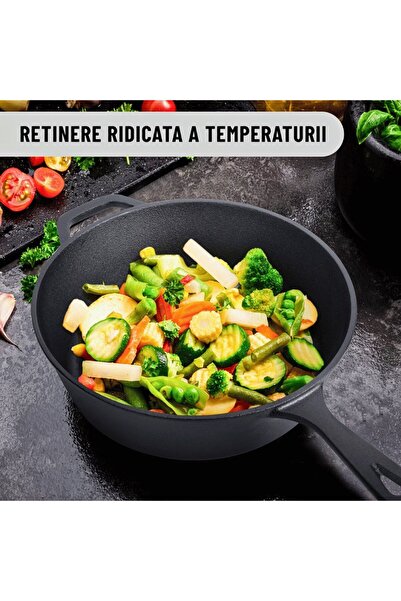 Tortillada Oală înaltă cu capac reversibil 2 în 1, pentru tortillada, oală tip Dutch Oven multifuncțională