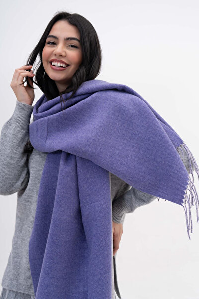 HERCHES Double-Sided Wool Winter Scarf - Lilac