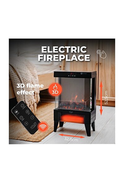 adler Adler Electric Fireplace, 3D Flame Effect, 2000w, Remote Control, Thermostat, Timer, 2 Years Warranty