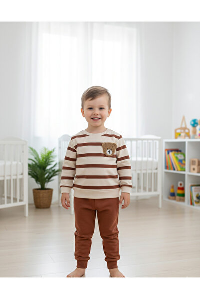 YusGos Striped Bear Teddy Bearn Flowy Baby Boy Set