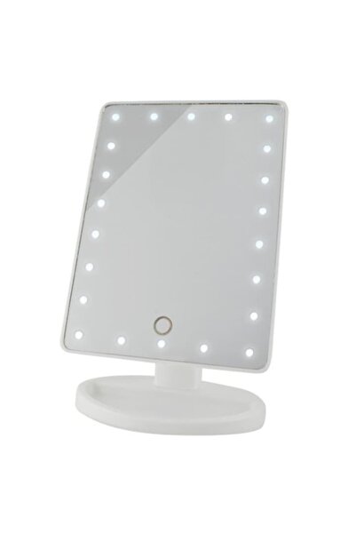 varioshop 22-LED Illuminated Makeup Mirror, 180° Adjustable, Touch Control, USB/Battery, 27 cm, Whi