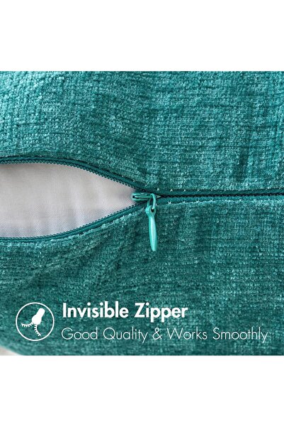 OEM Set of 2 MIULEE decorative pillowcases, 45 x 45 cm, soft chenille, turquoise color