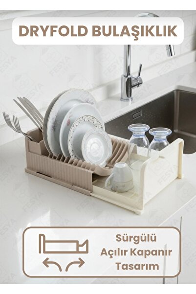 HBNC Kayarlı Tabaklık – Pratik ve Şık Mutfak Düzeni Tezgah Üstü Sürgülü Bulaş...