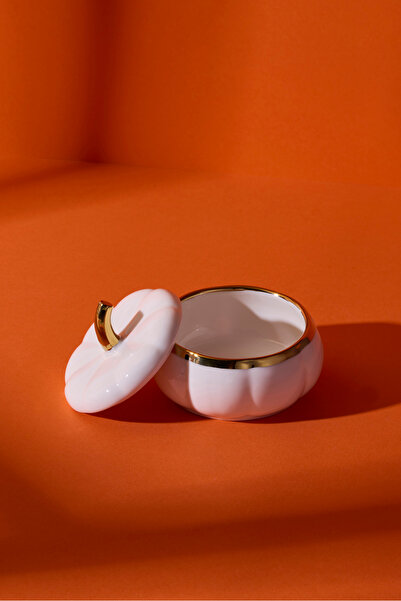 Perotti Pumpkin Porcelain Storage Container with Lid 8.5X8.5X3.6 cm