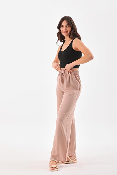 charamela Women's Elastic Waist Viscose Fabric Comfortable Fit Palazzo Pants -