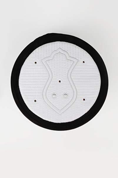 Sarıkhane Prayer Shawl - Black Fabric - White Cap - Plain Wrap - Nâli Sharif - 7 Meters