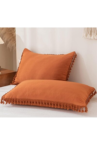 OEM Set of 2 Freyamy Bohemian pillowcases, 40 x 80 cm, Tassels, boho chic sty...