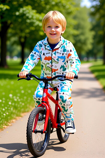 PayBuy Dinosaur Patterned Boys' Long Sleeve Pajama Set High Quality Stylish Comfortable Casual