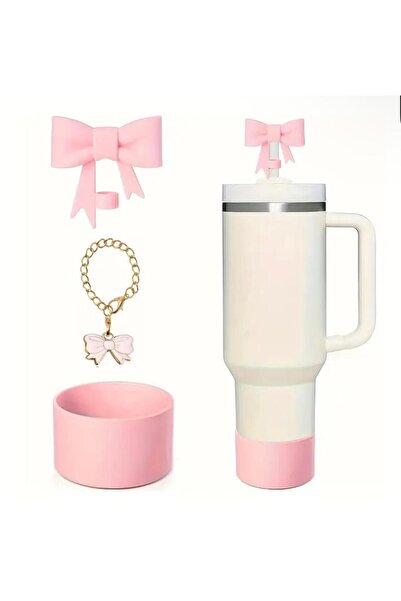 alisa 1 Takım 3 Parça 10mm Şık Fiyonk Silikon Pipet Ucu, 30&40oz Termoslar için