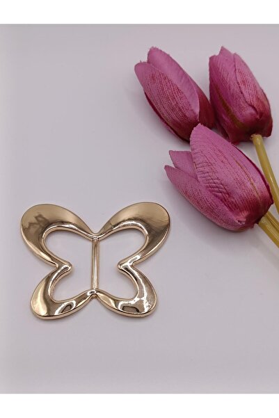 RP COMPANY مشبك حزام على شكل فراشة معدنية ذهبية