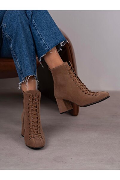 ECENİN BUTİĞİ Gigi Camel Süet Hakiki Deri Bot