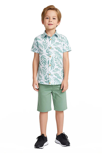 PayBuy Boys' Tropical Printed Short Sleeve Shirt and Shorts Set Quality Stylish Comfortable