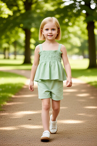 PayBuy Girls' Cotton Muslin Woven Sleeveless Top and Shorts Set High Quality Stylish Comfortable Casual Daily Wear