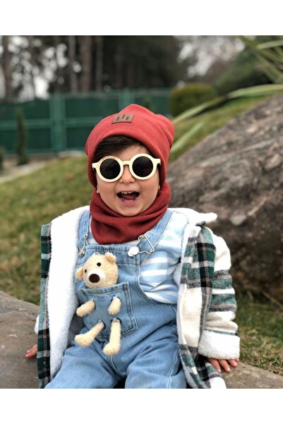 YED Ribbed Knit Beret Necklace Set Double Layer Anti-Sweat