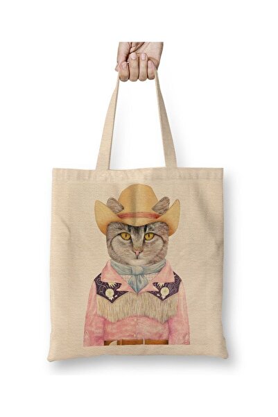 Toyaso Τσάντα από ύφασμα Fancy Cat Cats Τσάντα αγορών με μακριά λαβή Τσάντα π...