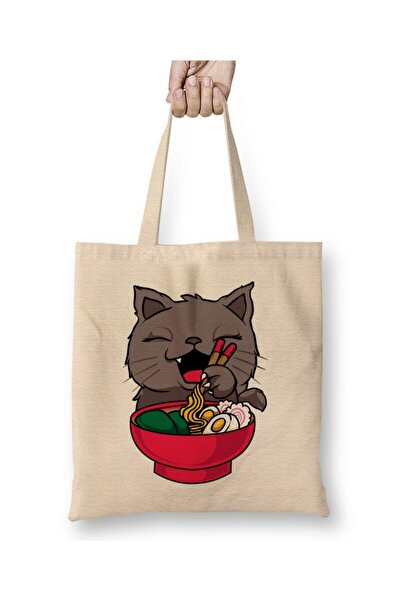 Toyaso Drăguț și amuzant Anime Kitty Ramen Kawaii Cat pisică Geantă din pânză...