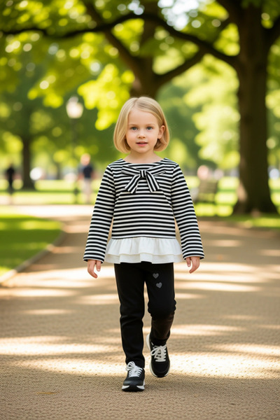 PayBuy Girls' Cotton Striped Crew Neck Sweatshirt and Sweatpants Set Quality Stylish Comfortable